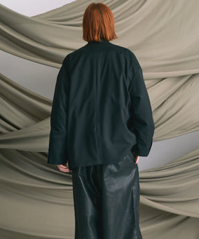 Wool Mix Smooth Prime-Over Peaked Lapel Double Tailored Jacket