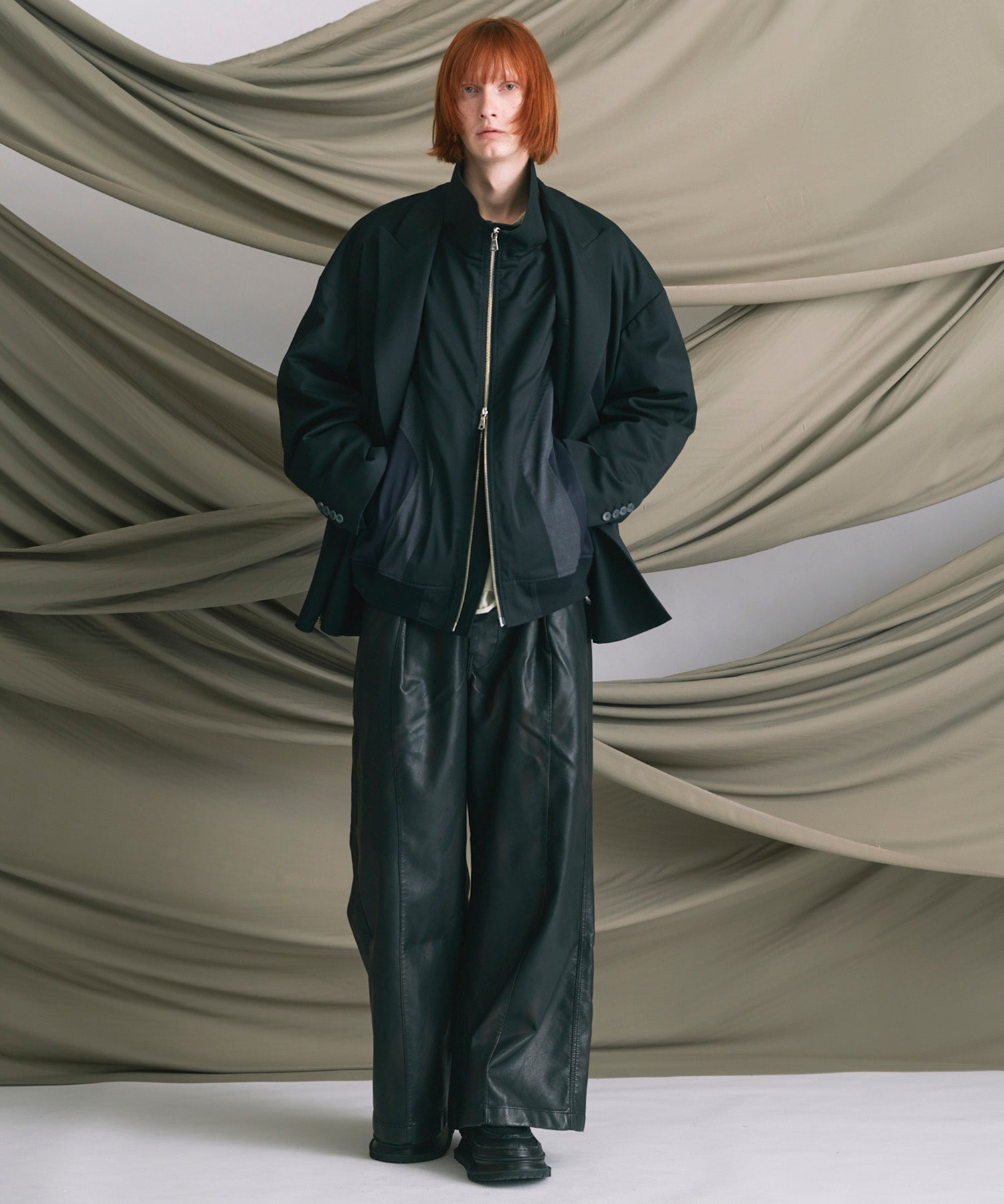 4 Colors Chambray Washable Wool Peaked Lapel Double Breasted Jacket