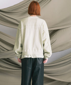 重量重量汗水绣花损伤超染色船员脖子套头衫