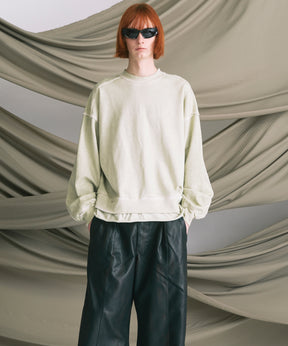 重量重量汗水绣花损伤超染色船员脖子套头衫