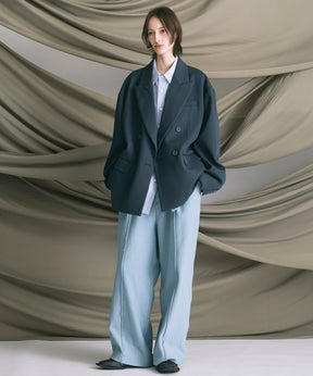 4 색 샹 브레이 세탁 가능한 양모 피크 라펠 더블 가슴 재킷