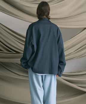 4 색 샹 브레이 세탁 가능한 양모 피크 라펠 더블 가슴 재킷