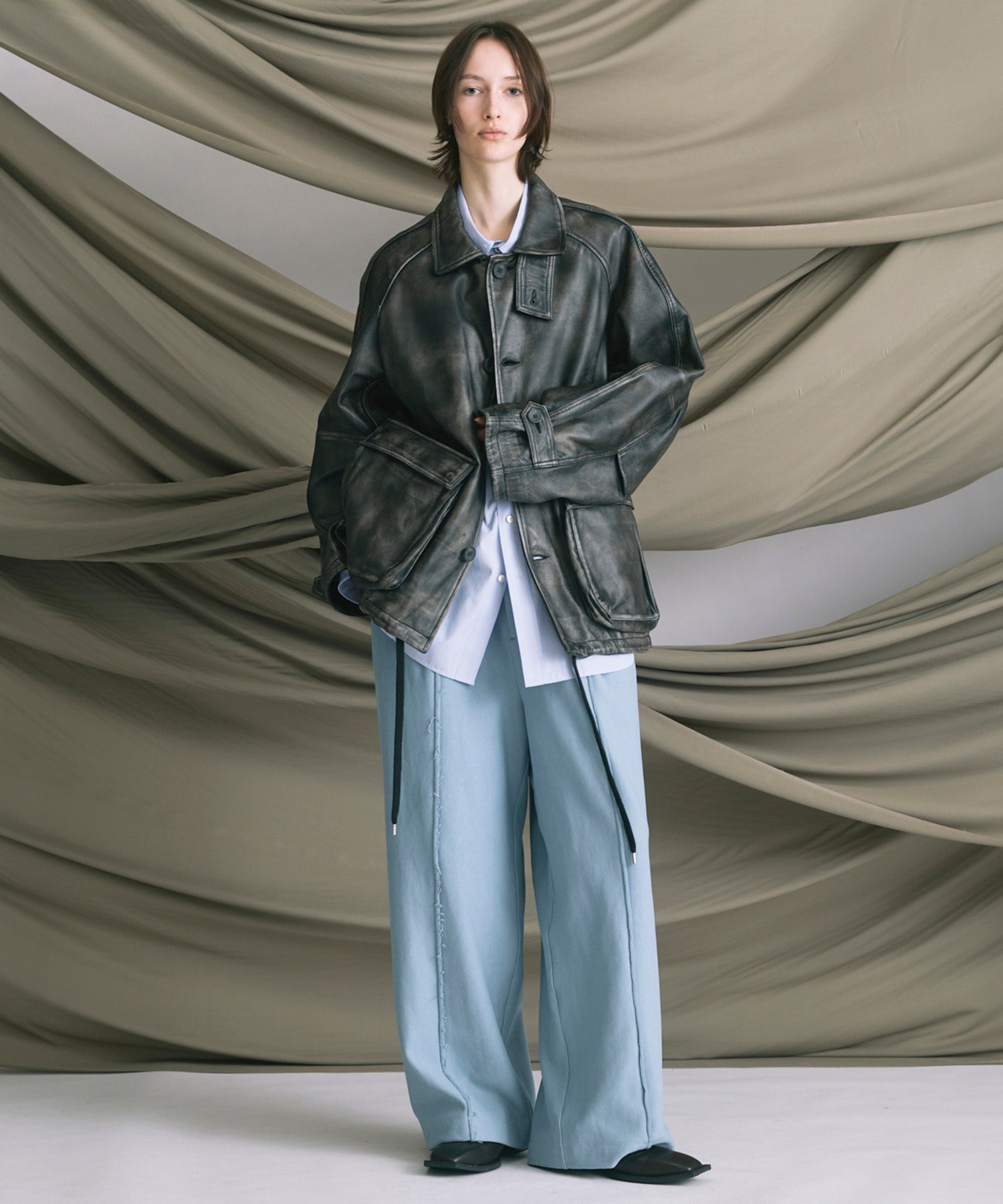 4 색 샹 브레이 세탁 가능한 양모 피크 라펠 더블 가슴 재킷