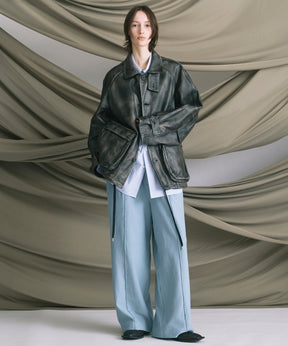 4 색 샹 브레이 세탁 가능한 양모 피크 라펠 더블 가슴 재킷