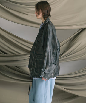 [25AW预购]绵羊皮革前纽扣单纽