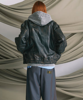Sheep Leather Single Collard Blouson