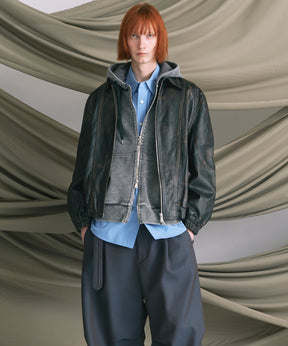 Sheep Leather Single Collard Blouson