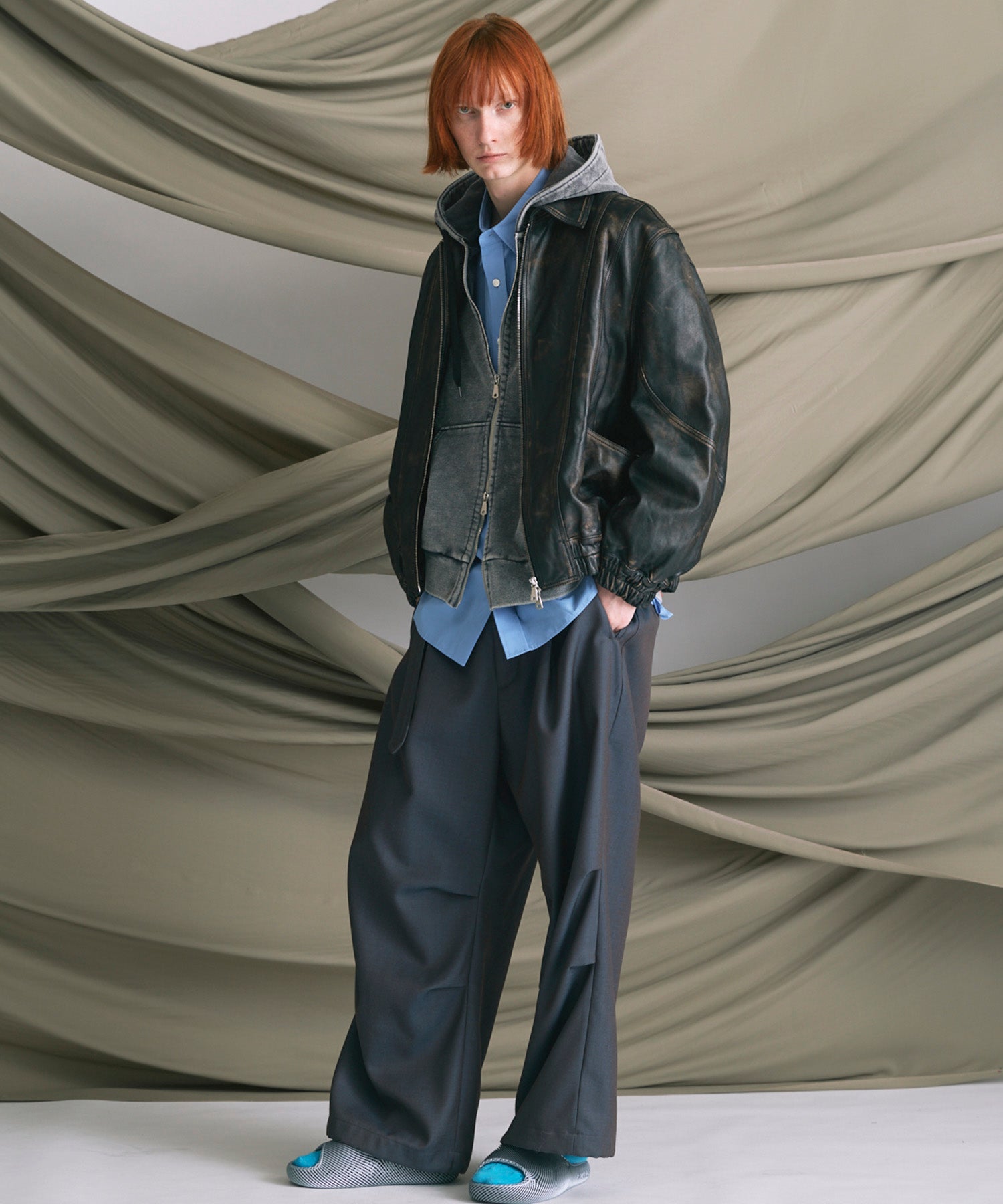 Sheep Leather Single Collard Blouson