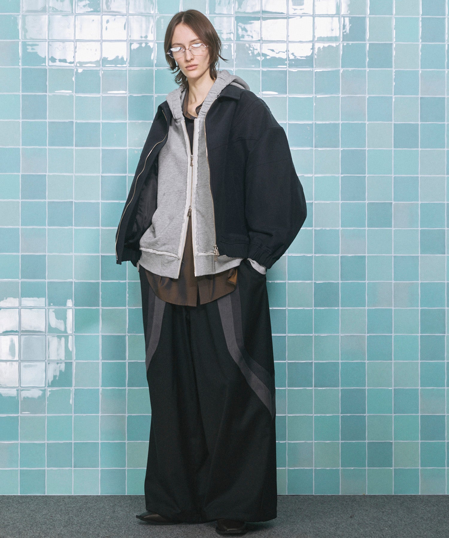 4 색 샹 브레이 세탁 가능한 양모 피크 라펠 더블 가슴 재킷