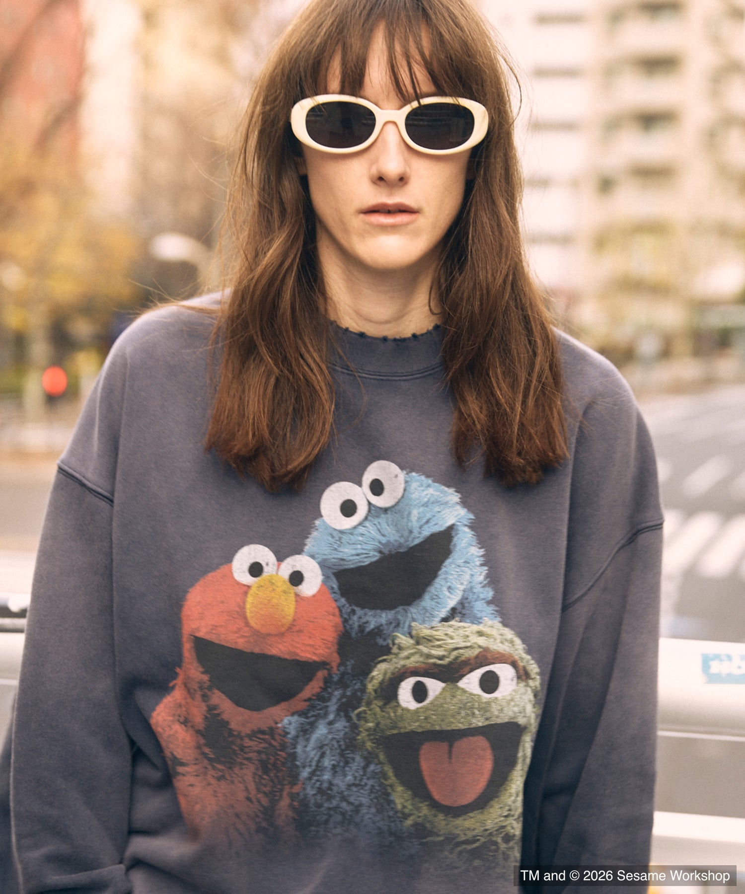 【MOVIE SERIES】「SESAME STREET」- Three Characters - Prime-Over Crew Neck Sweatshirt
