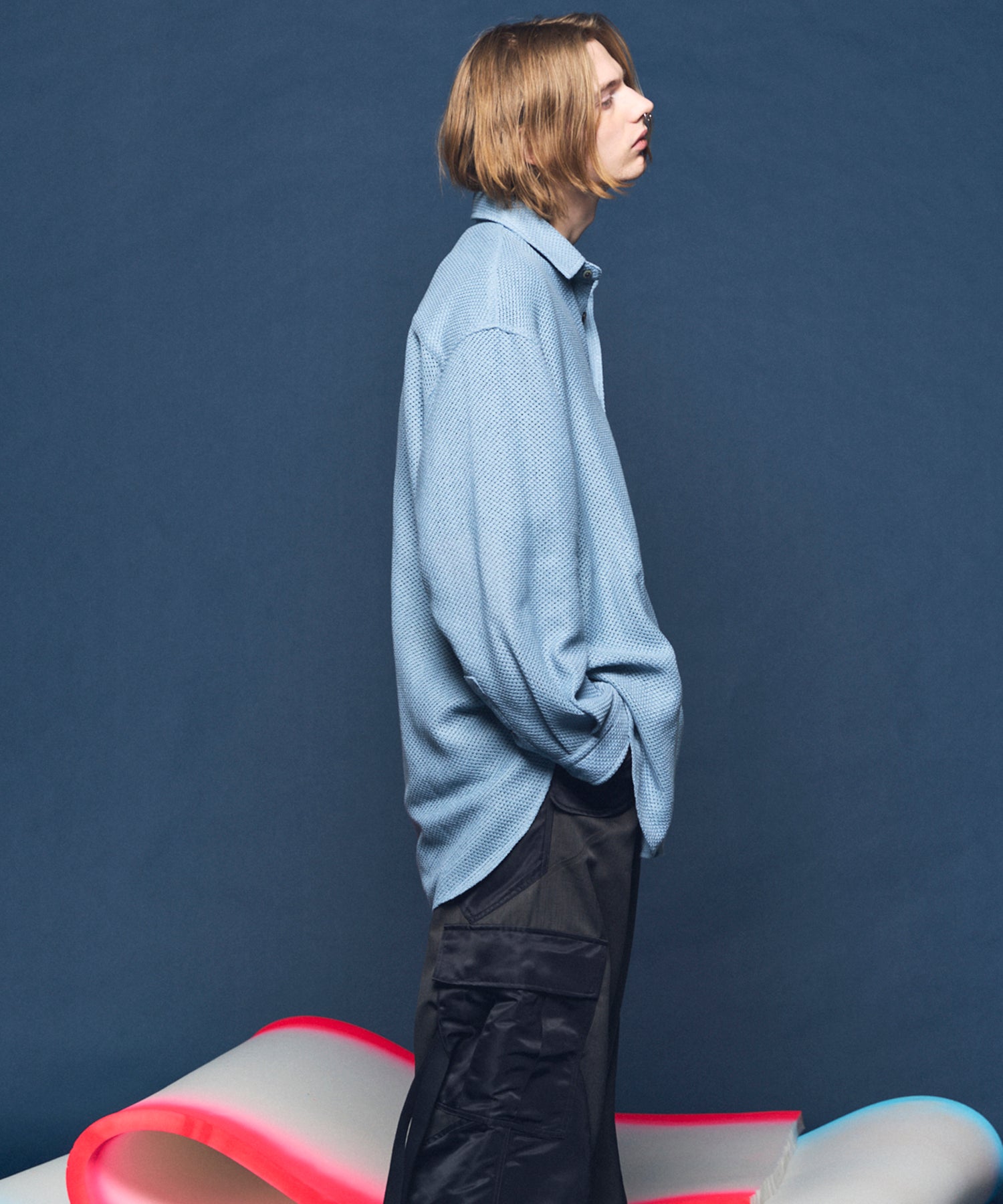 4 색 샹 브레이 세탁 가능한 양모 피크 라펠 더블 가슴 재킷