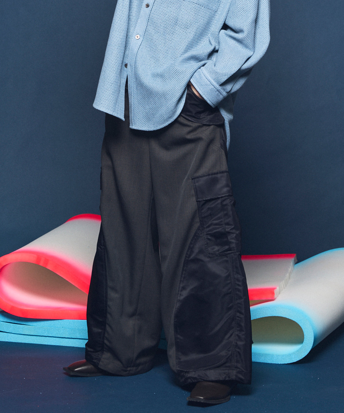 Different Material Docking Prime-Wide Field Pants