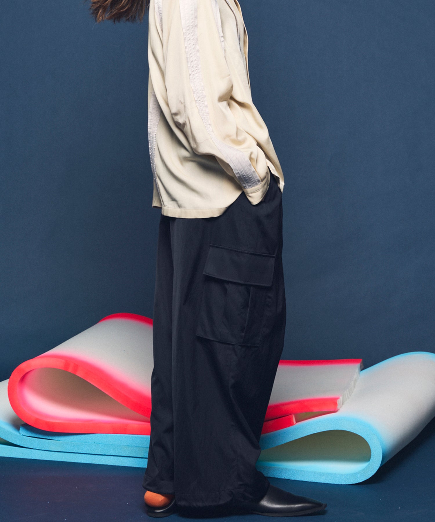 Drapery Satin Prime-Wide Cargo Pants