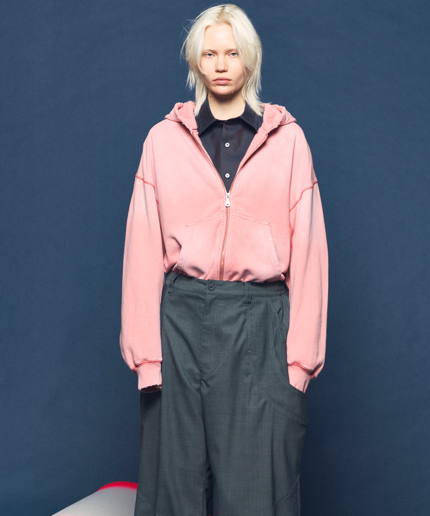 4 Colors Chambray Washable Wool Peaked Lapel Double Breasted Jacket