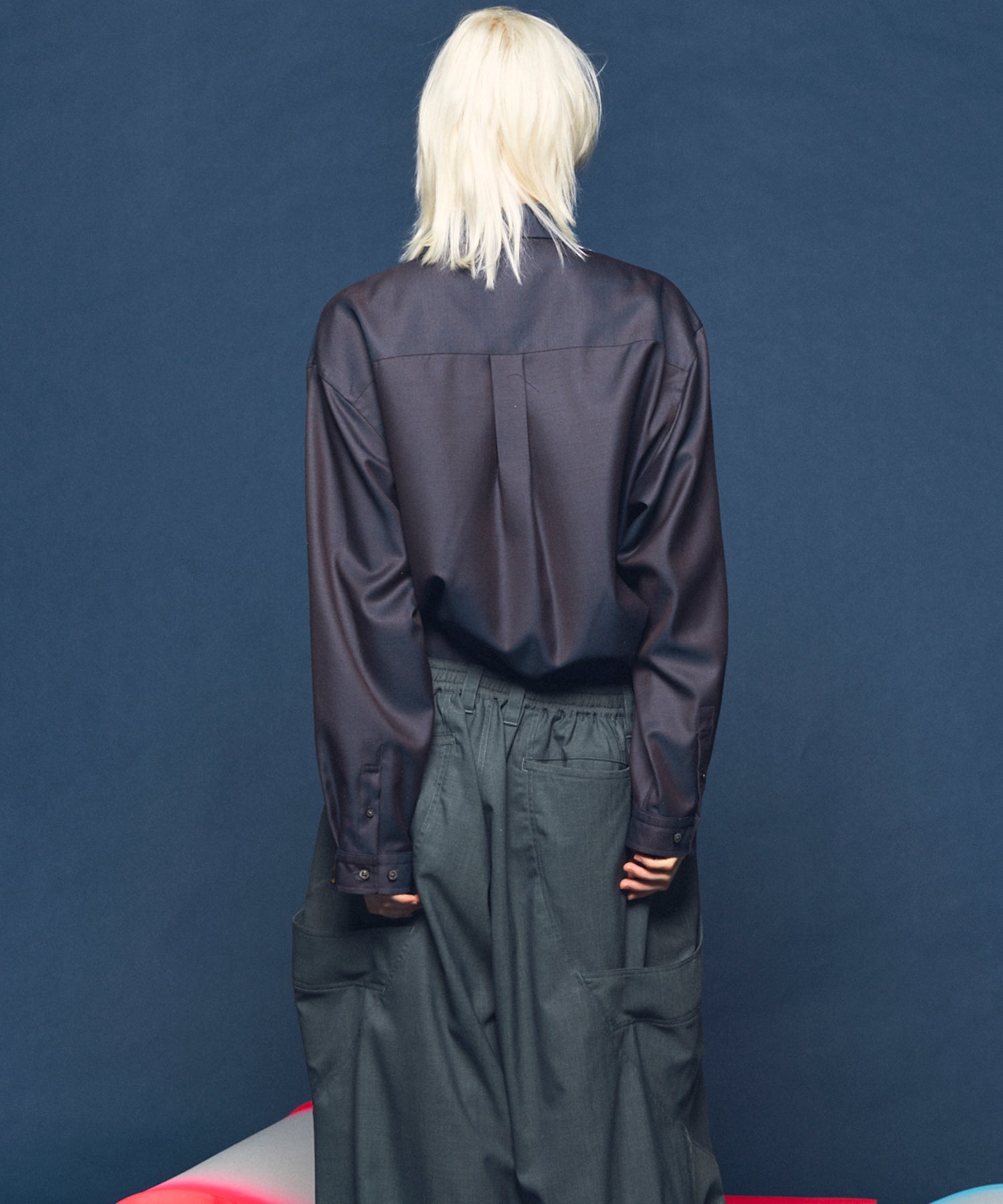 4 Colors Chambray Washable Wool Prime-Over Regular Collar Shirt