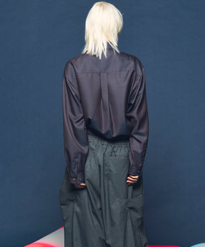 4 Colors Chambray Washable Wool Prime-Over Regular Collar Shirt