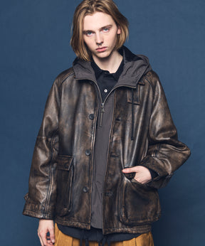 【25AW PRE-ORDER】Sheep Leather Front Button Single Blouson