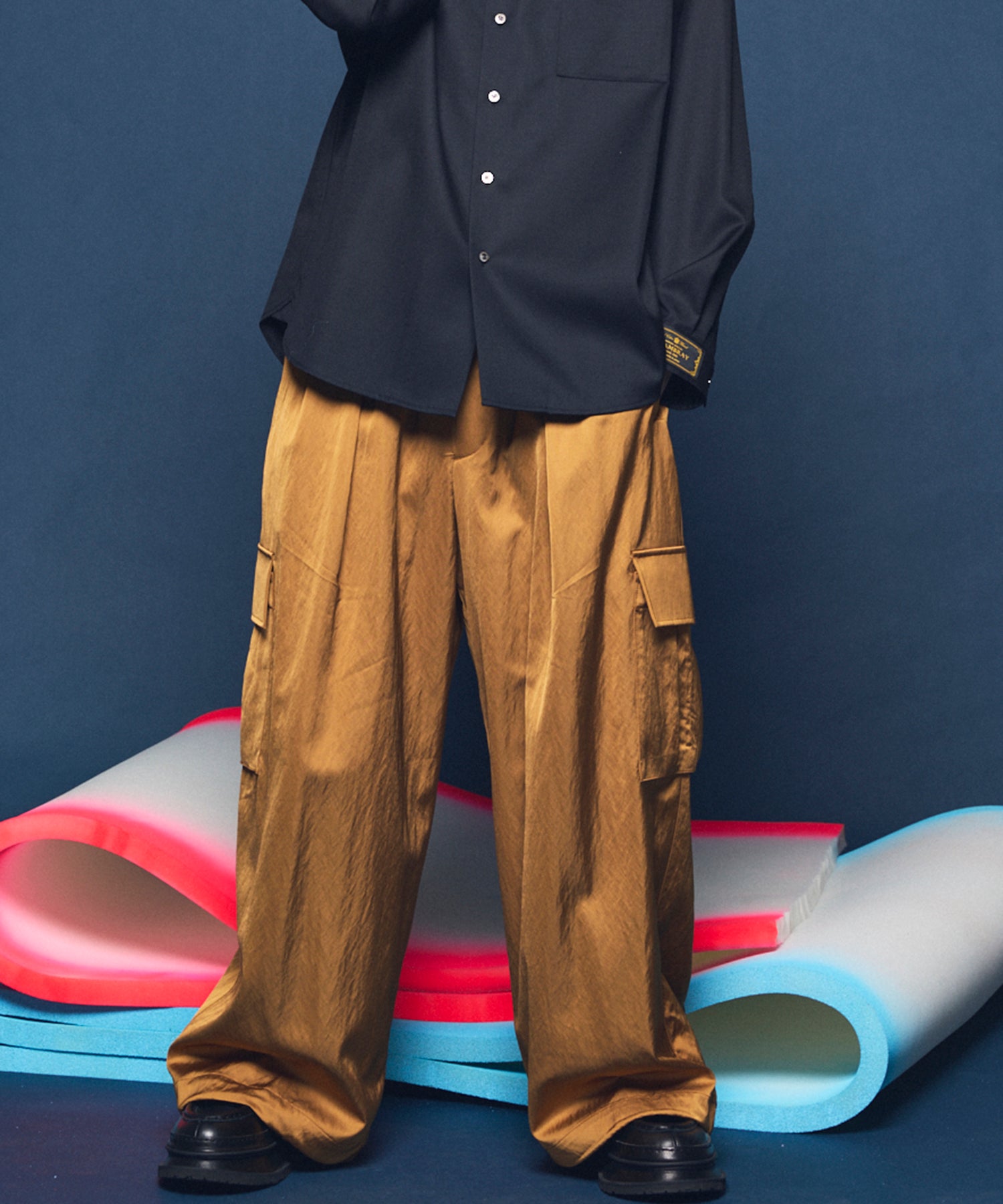 Drapery Satin Prime-Wide Cargo Pants