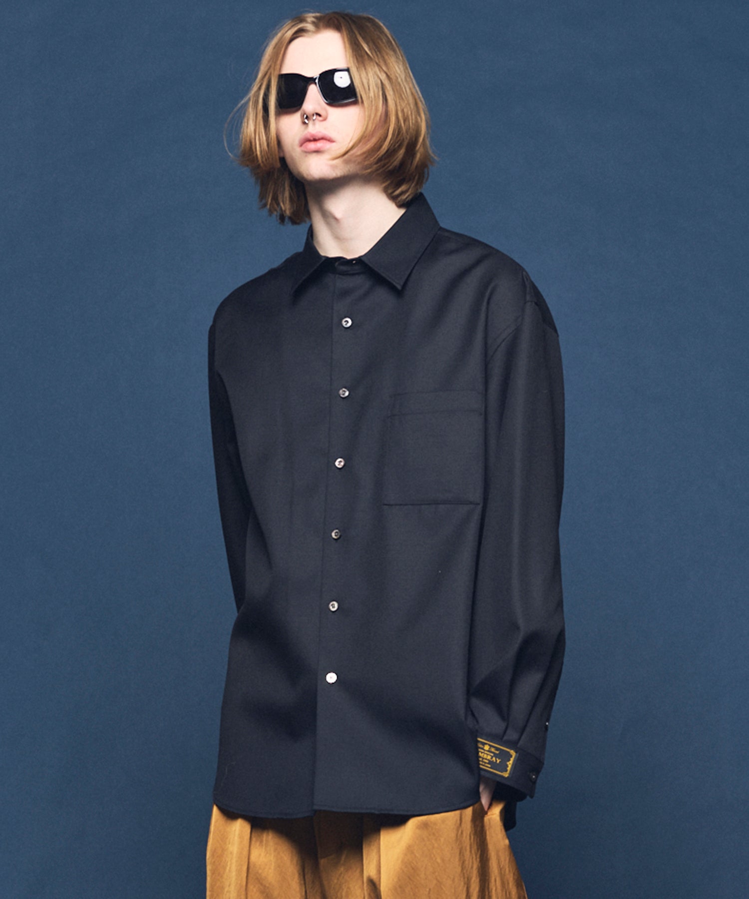 4 Colors Chambray Washable Wool Prime-Over Regular Collar Shirt