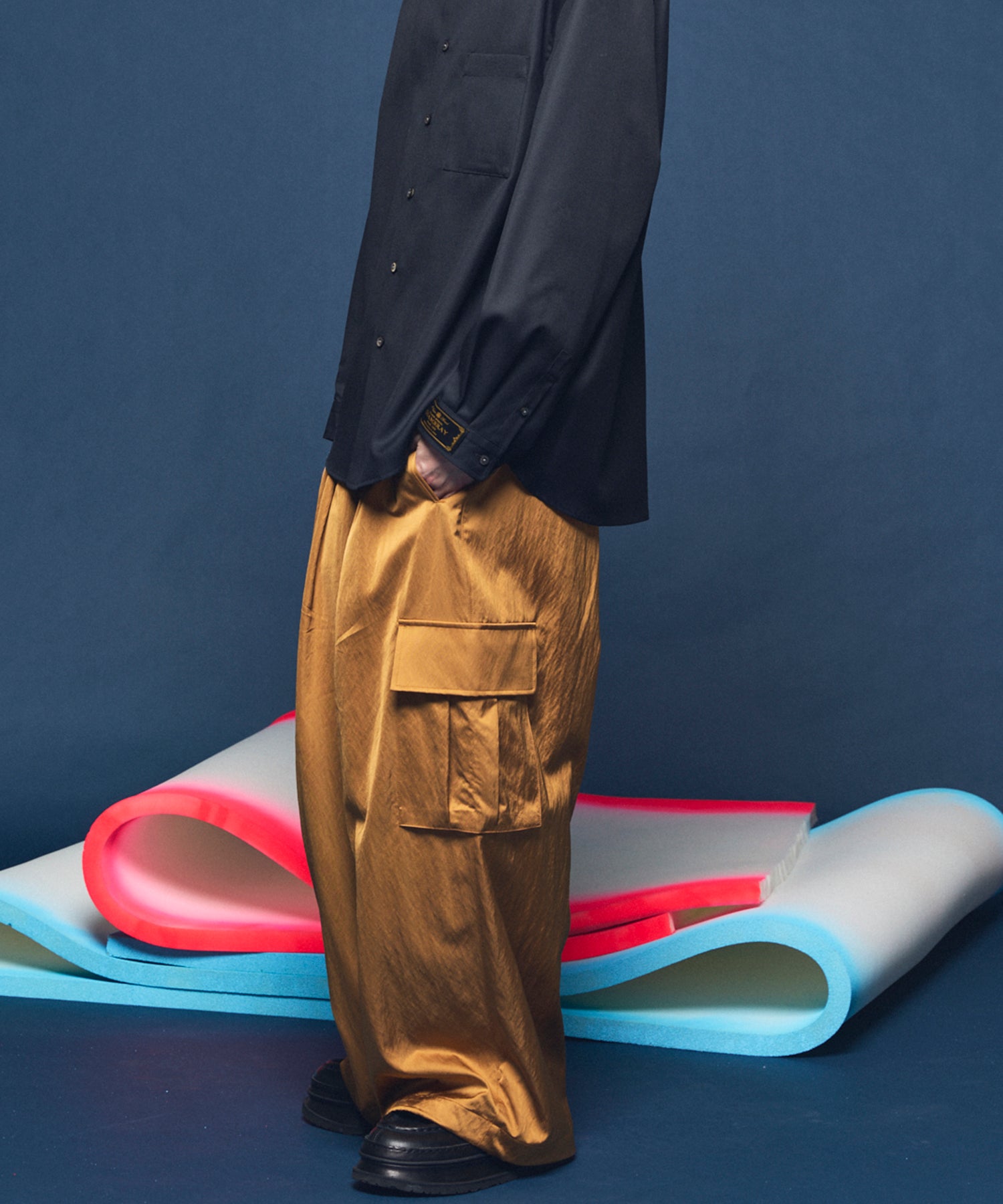 Drapery Satin Prime-Wide Cargo Pants