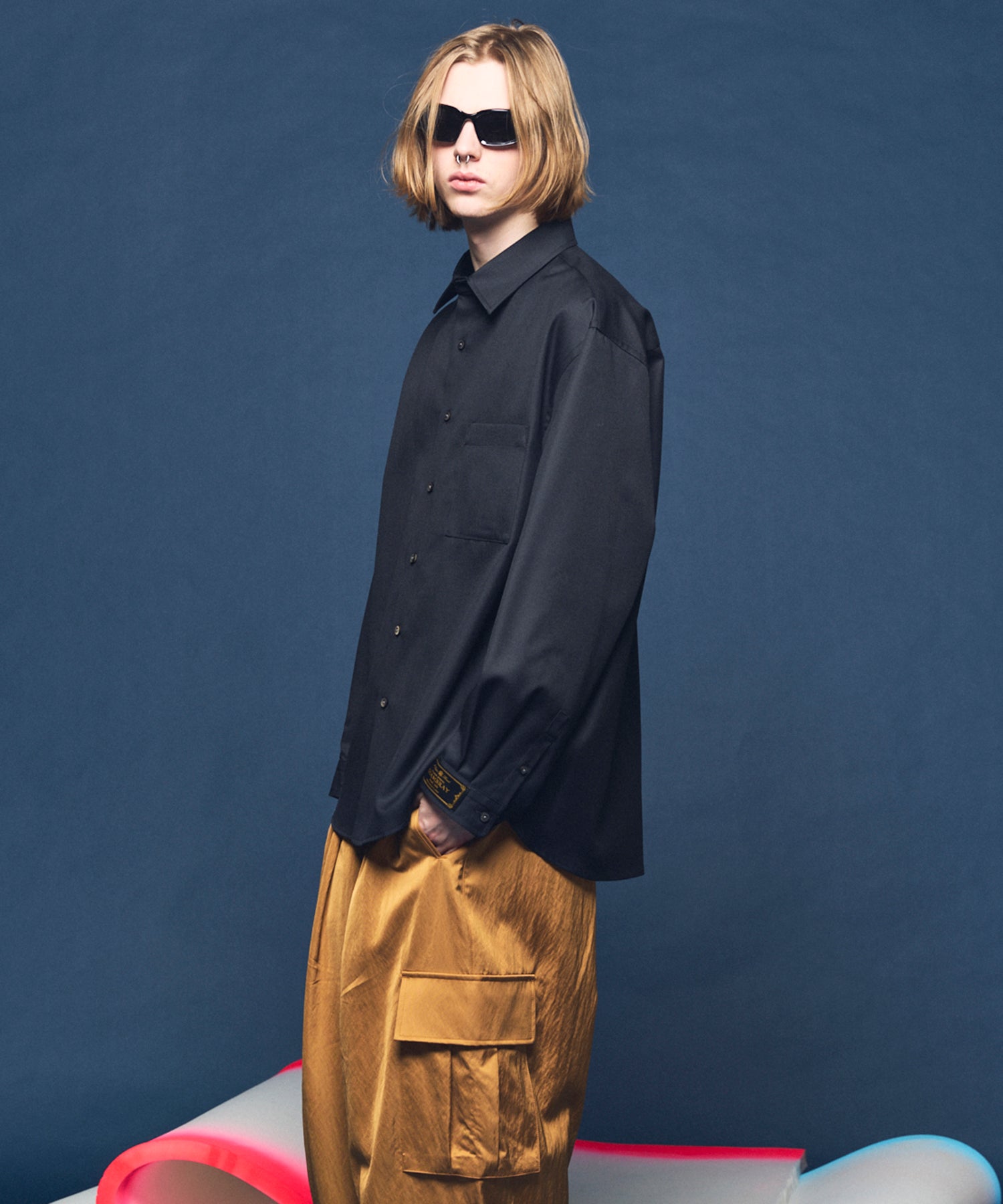 4 Colors Chambray Washable Wool Prime-Over Regular Collar Shirt