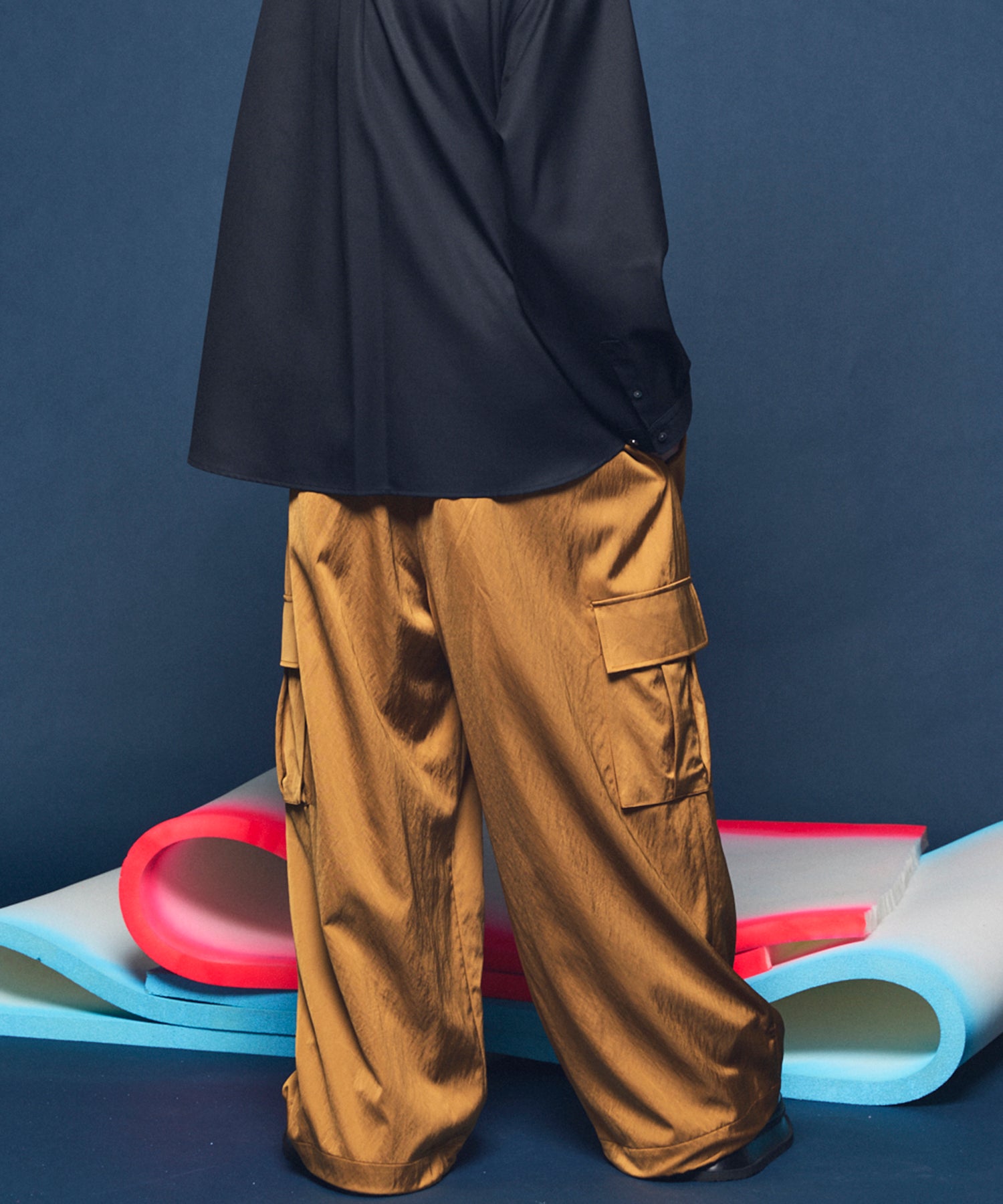 Drapery Satin Prime-Wide Cargo Pants