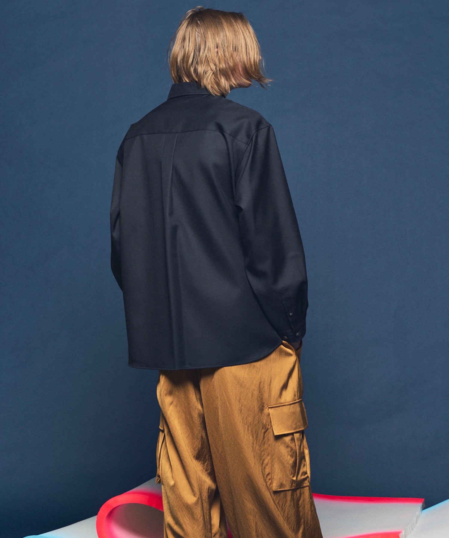 4 Colors Chambray Washable Wool Prime-Over Regular Collar Shirt