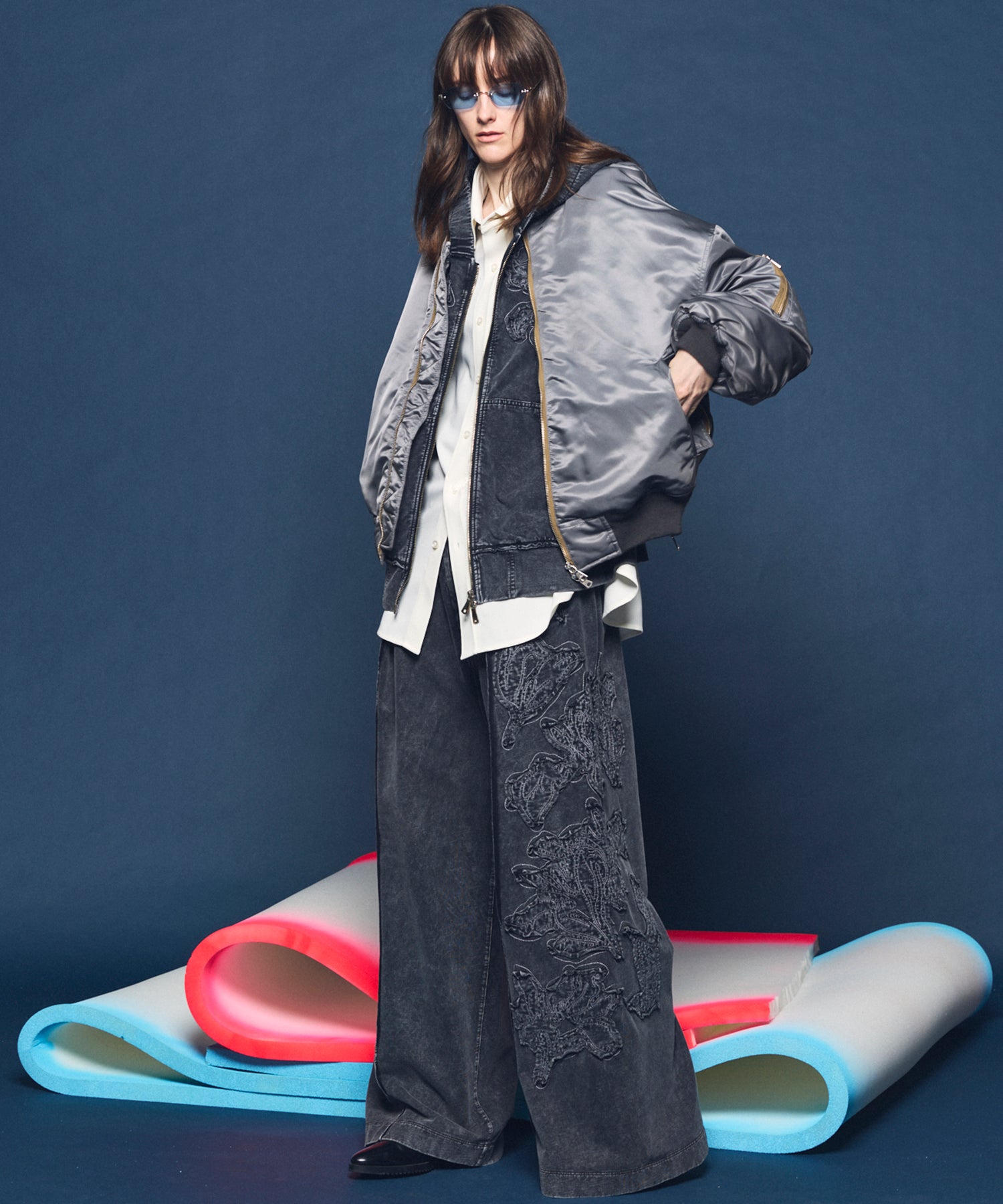 [26SS 预购] 花朵拼布 Vintage Like Prime-Over 运动拉链连帽衫