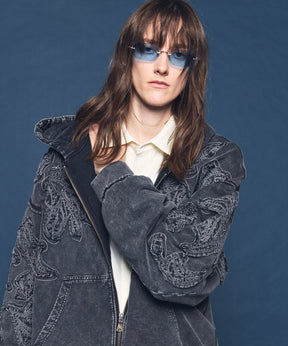 [26SS 预购] 花朵拼布 Vintage Like Prime-Over 运动拉链连帽衫