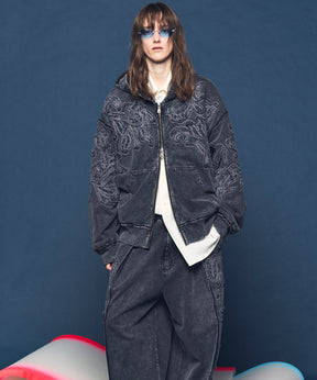 [26SS 预购] 花朵拼布 Vintage Like Prime-Over 运动拉链连帽衫