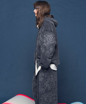 [26SS 预购] 花朵拼布 Vintage Like Prime-Over 运动拉链连帽衫