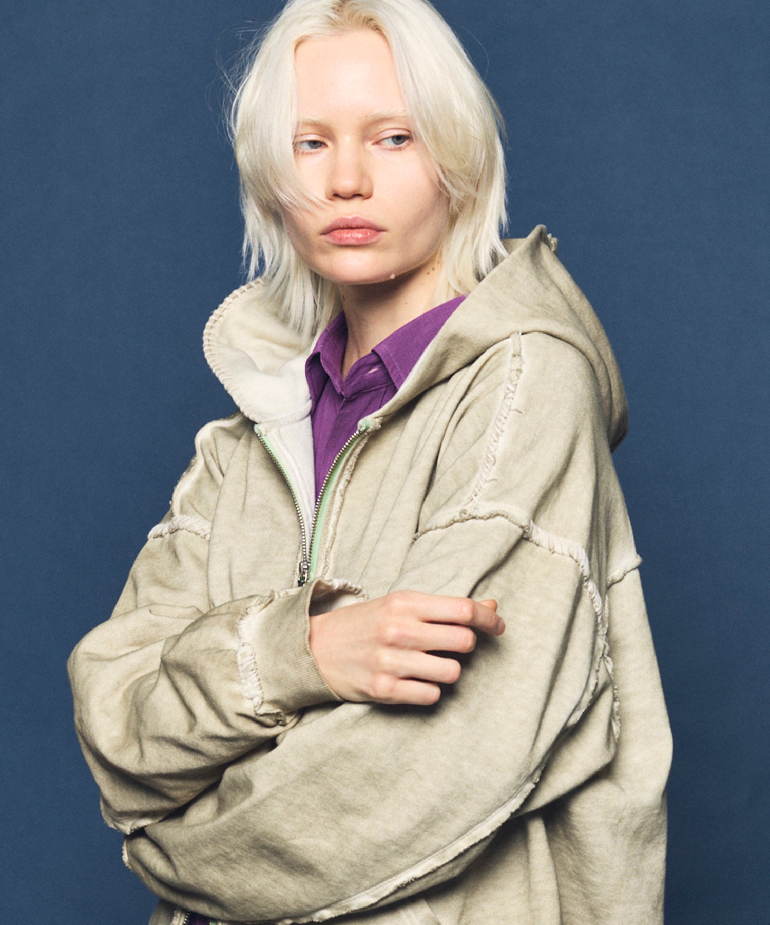 Over-Dye Embroidery Prime-Over Sweat Zip Hoodie