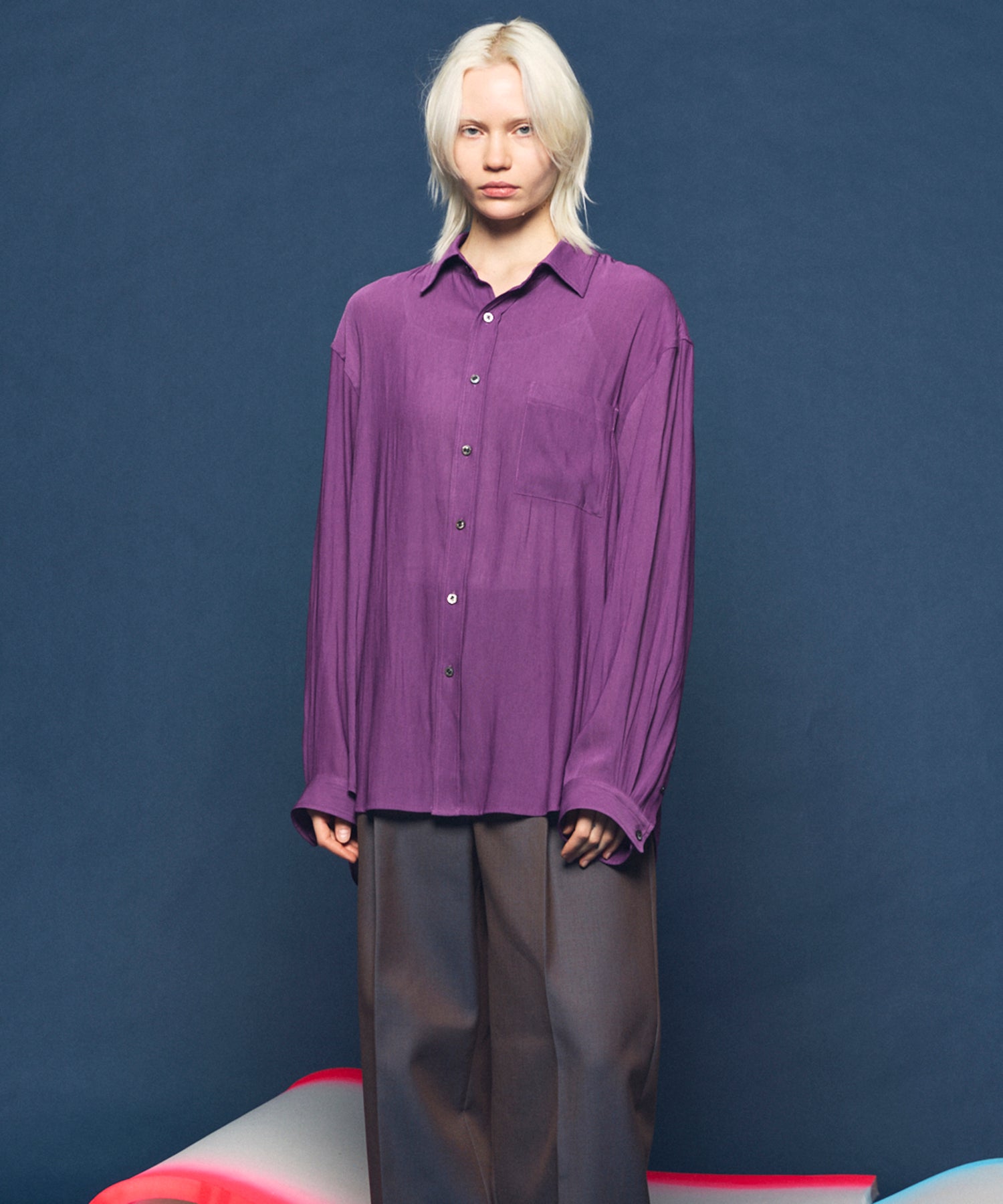 4 Colors Chambray Washable Wool Peaked Lapel Double Breasted Jacket