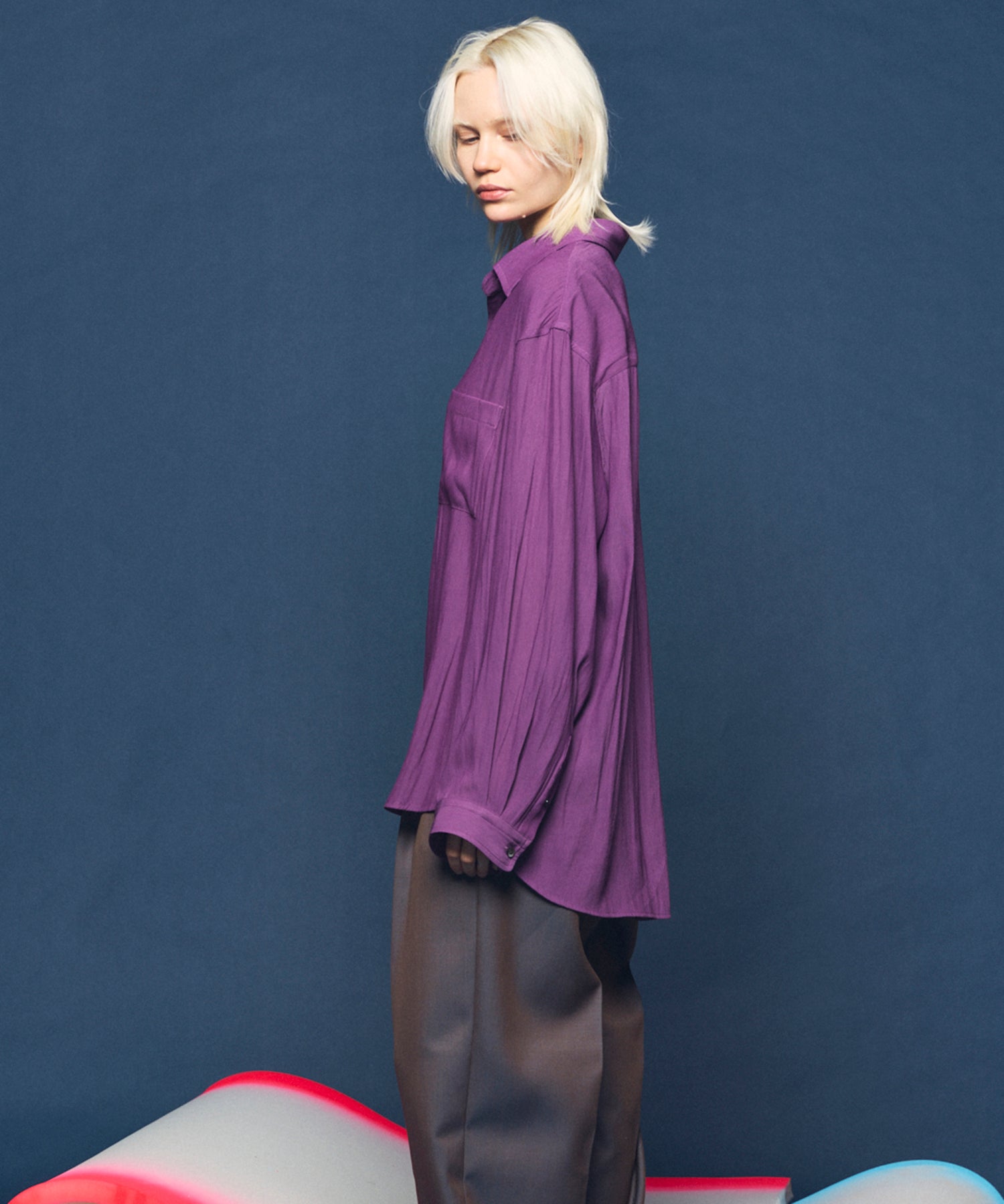 4 Colors Chambray Washable Wool Peaked Lapel Double Breasted Jacket