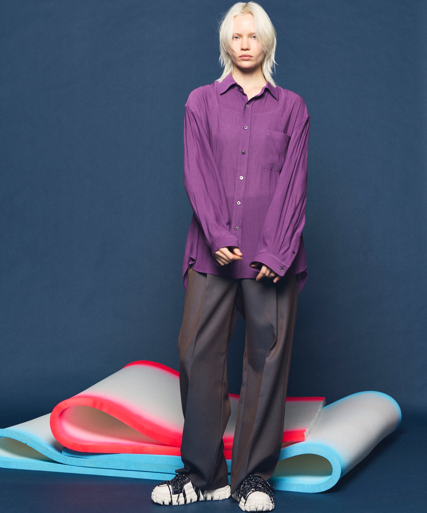 4 Colors Chambray Washable Wool Peaked Lapel Double Breasted Jacket