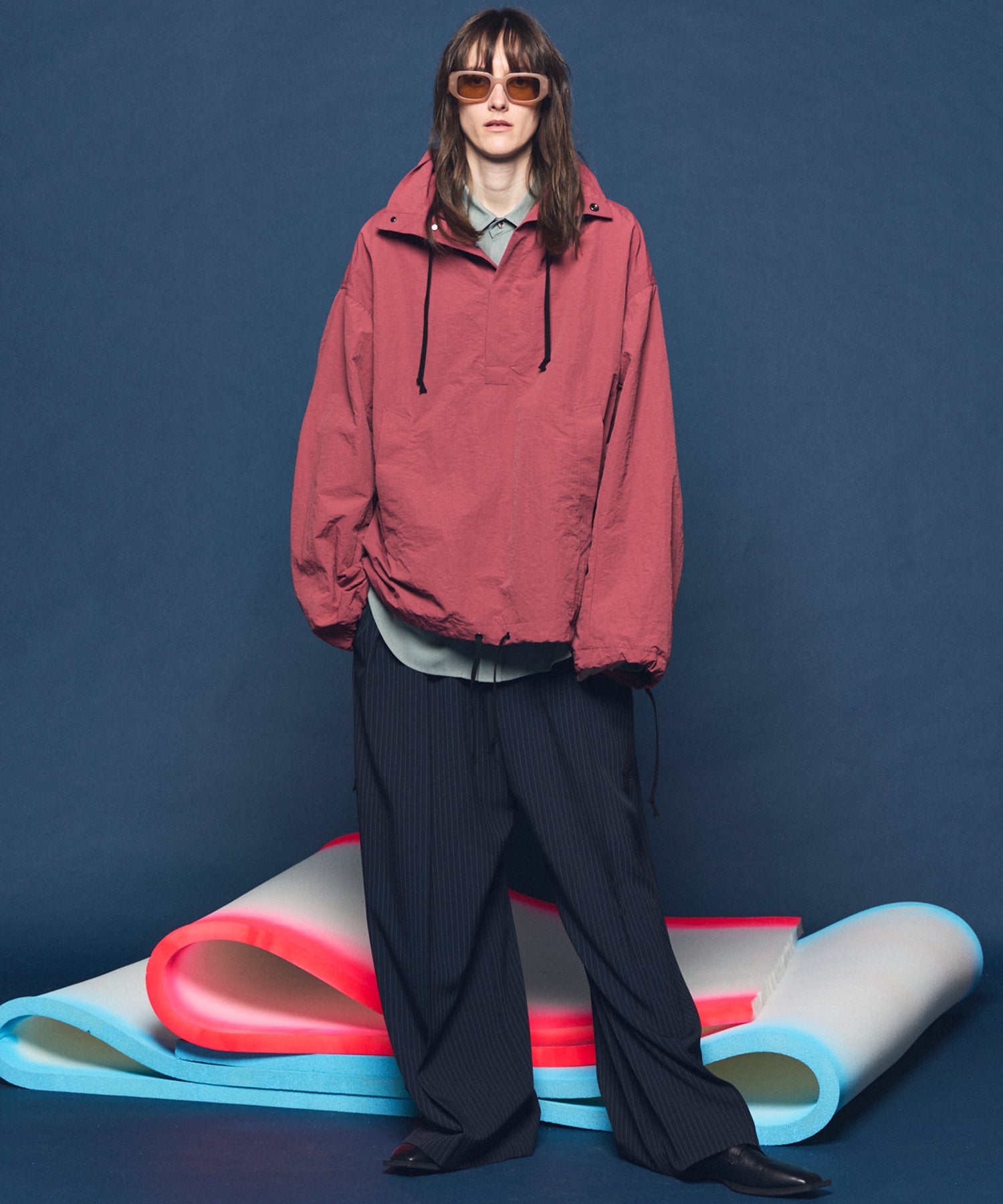 4 Colors Chambray Washable Wool Peaked Lapel Double Breasted Jacket