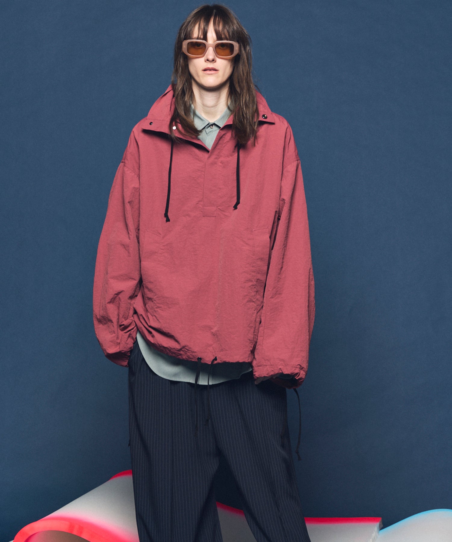 Washed Nylon Prime-Over Anorak Hoodie