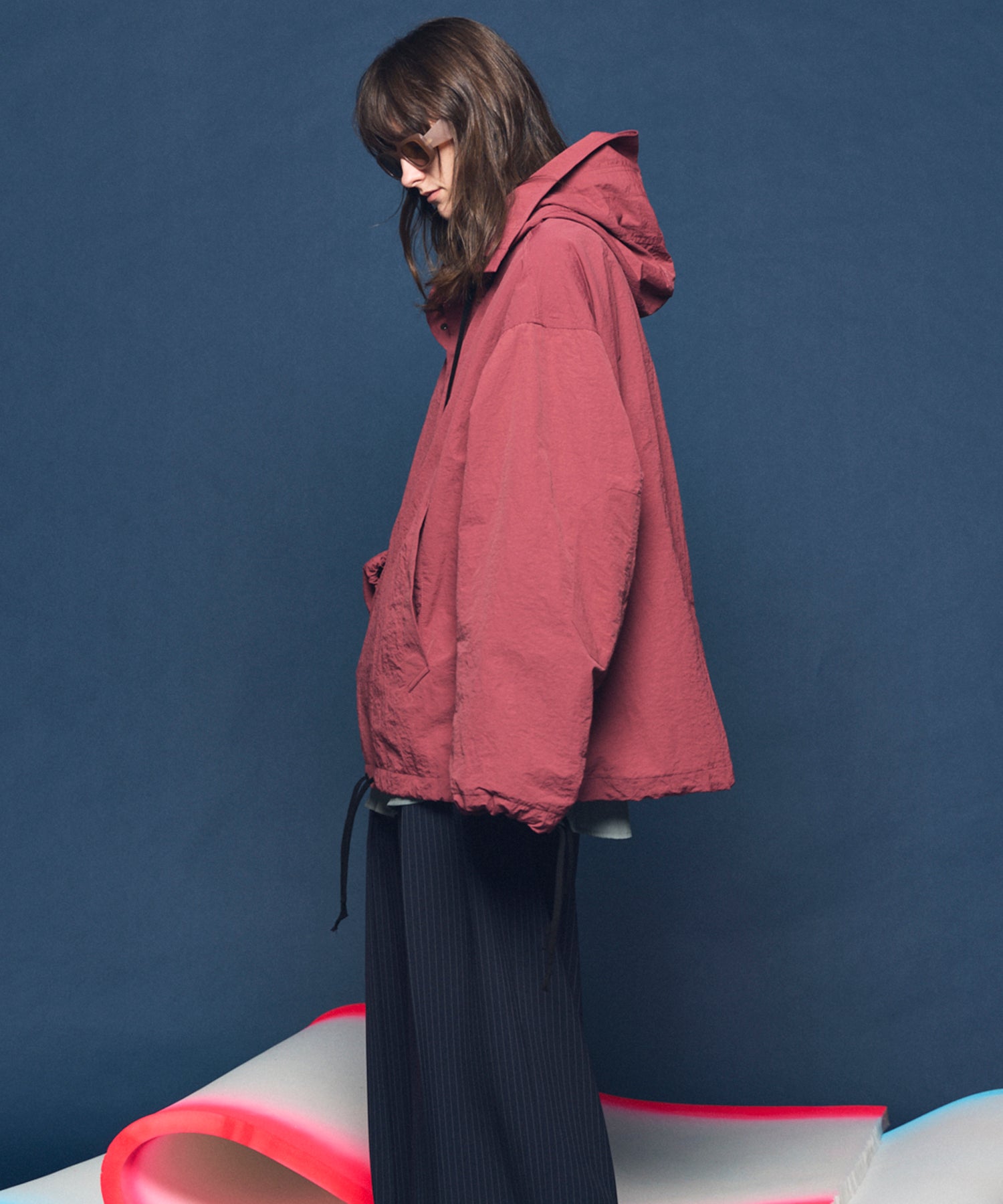 Washed Nylon Prime-Over Anorak Hoodie