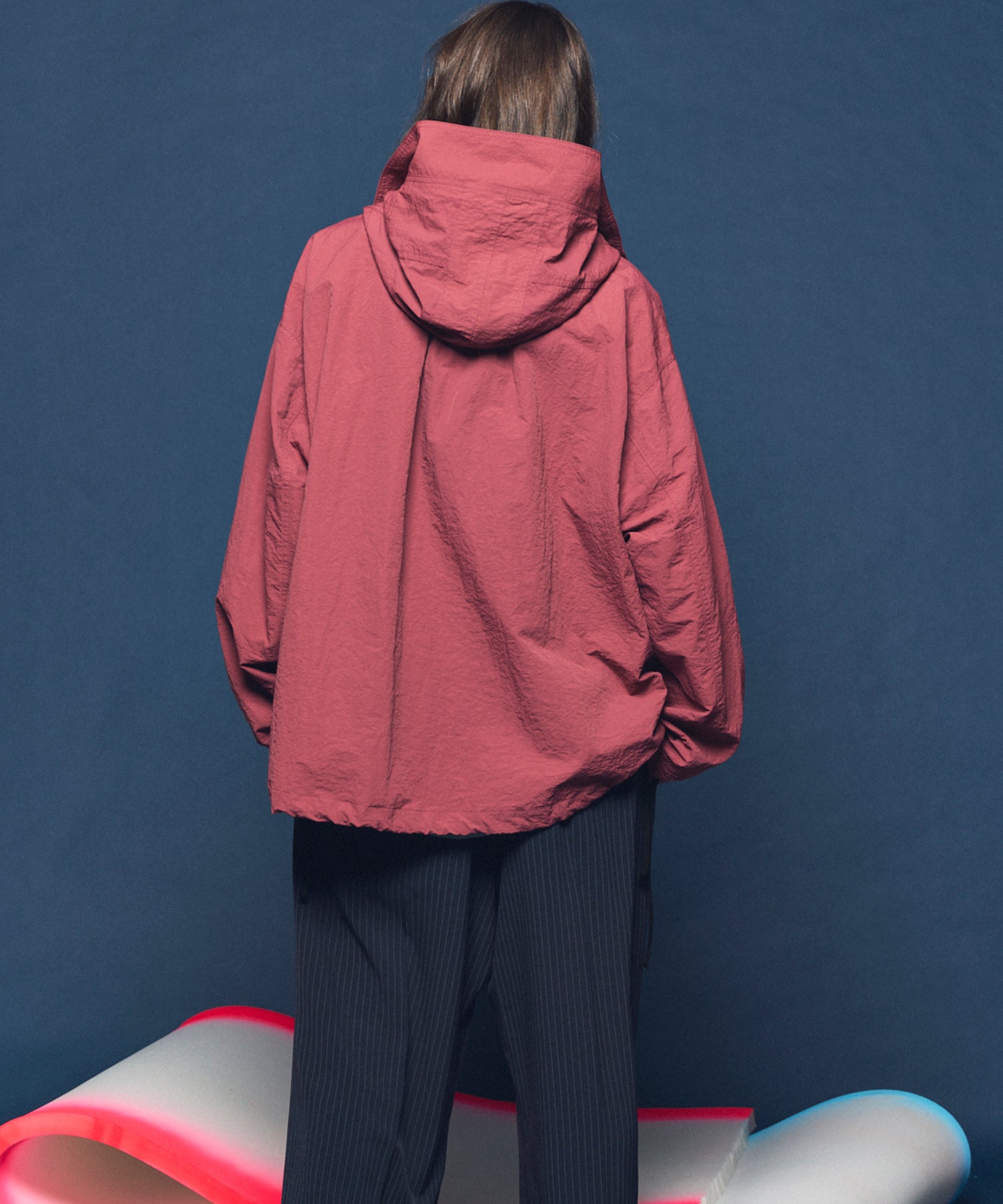 Washed Nylon Prime-Over Anorak Hoodie