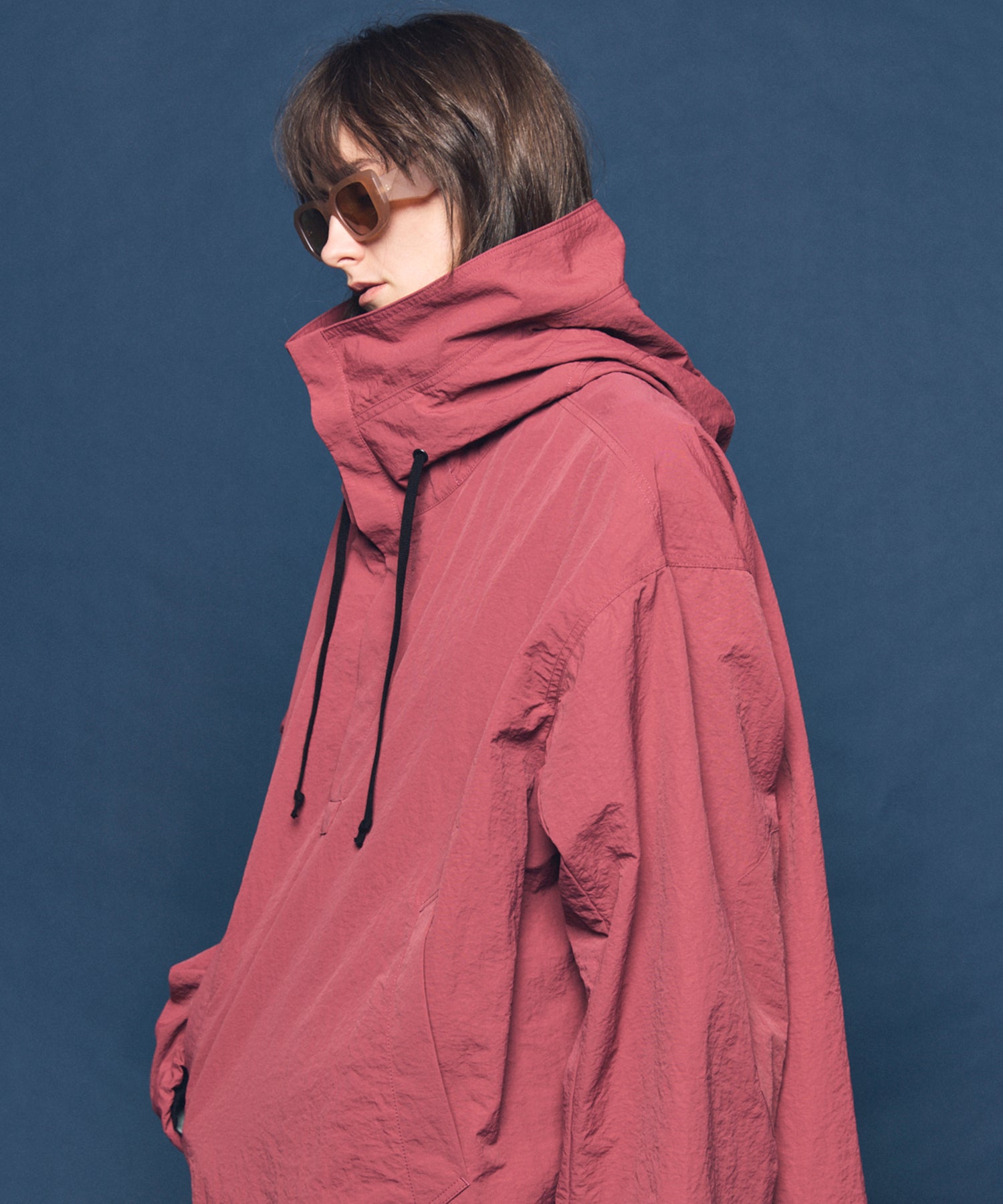 Washed Nylon Prime-Over Anorak Hoodie