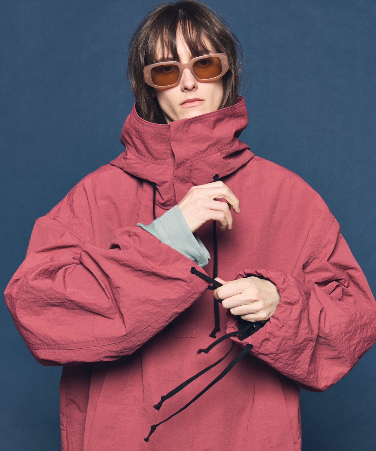 Washed Nylon Prime-Over Anorak Hoodie