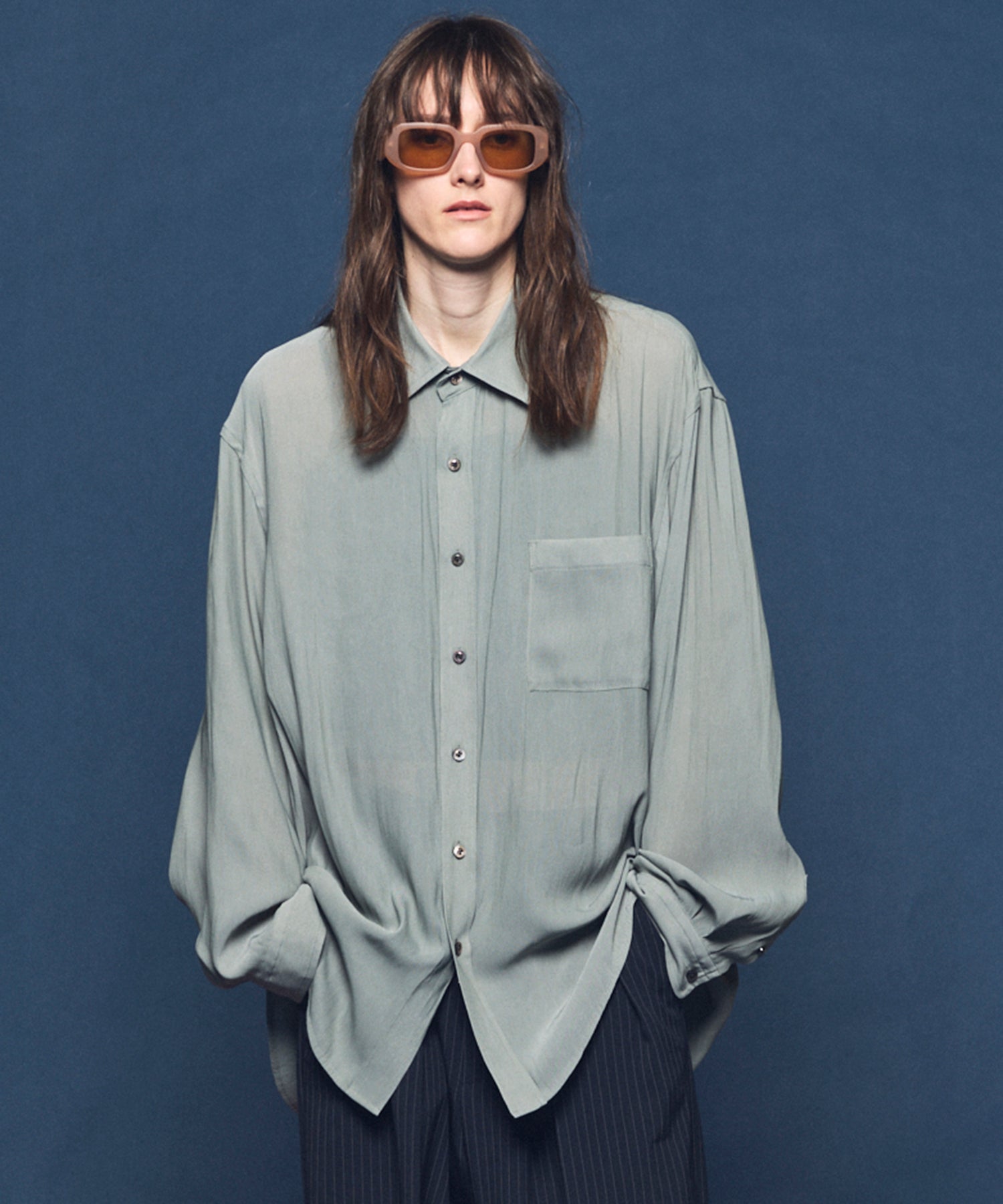 4 Colors Chambray Washable Wool Peaked Lapel Double Breasted Jacket