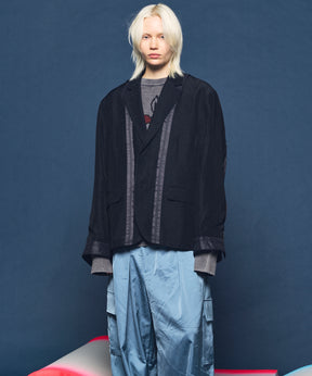 4种颜色Chambray可洗羊毛峰峰双胸夹克