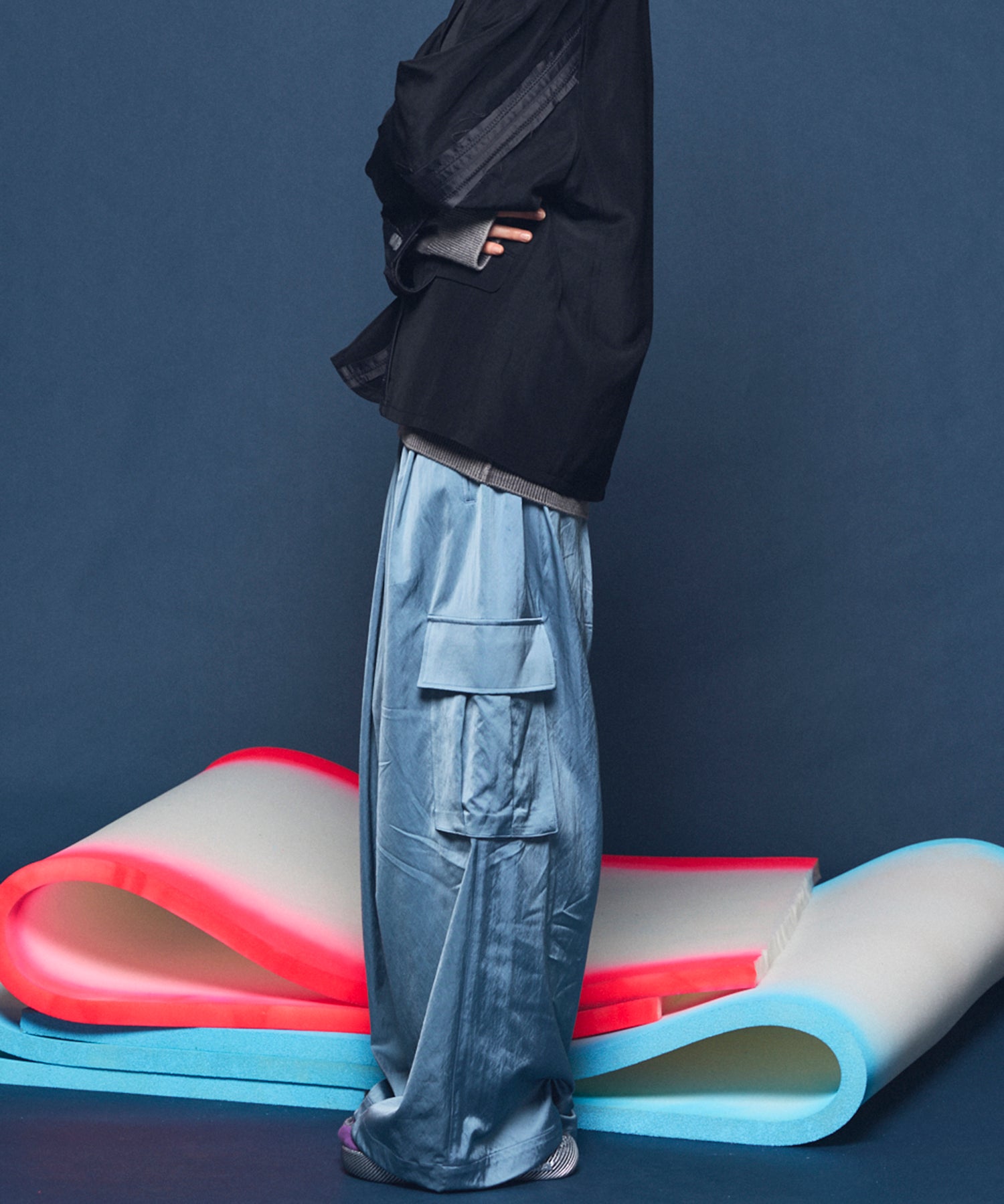 Drapery Satin Prime-Wide Cargo Pants