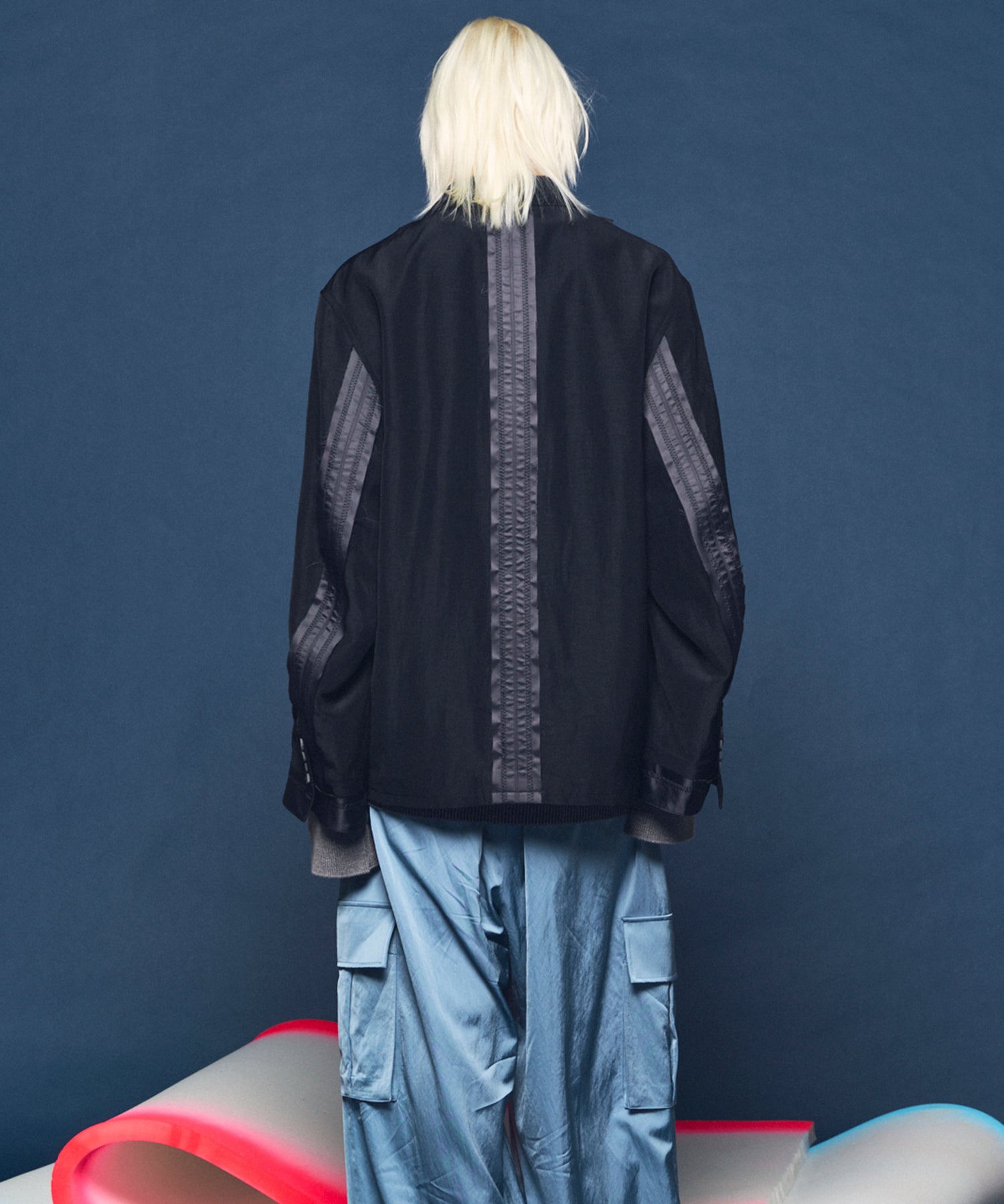 4种颜色Chambray可洗羊毛峰峰双胸夹克