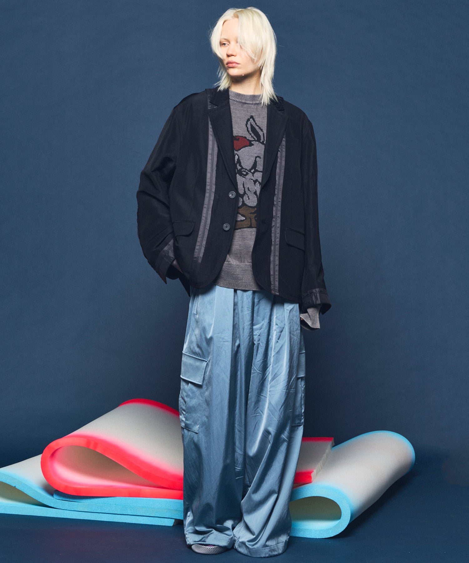 4 색 샹 브레이 세탁 가능한 양모 피크 라펠 더블 가슴 재킷