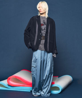 4 색 샹 브레이 세탁 가능한 양모 피크 라펠 더블 가슴 재킷