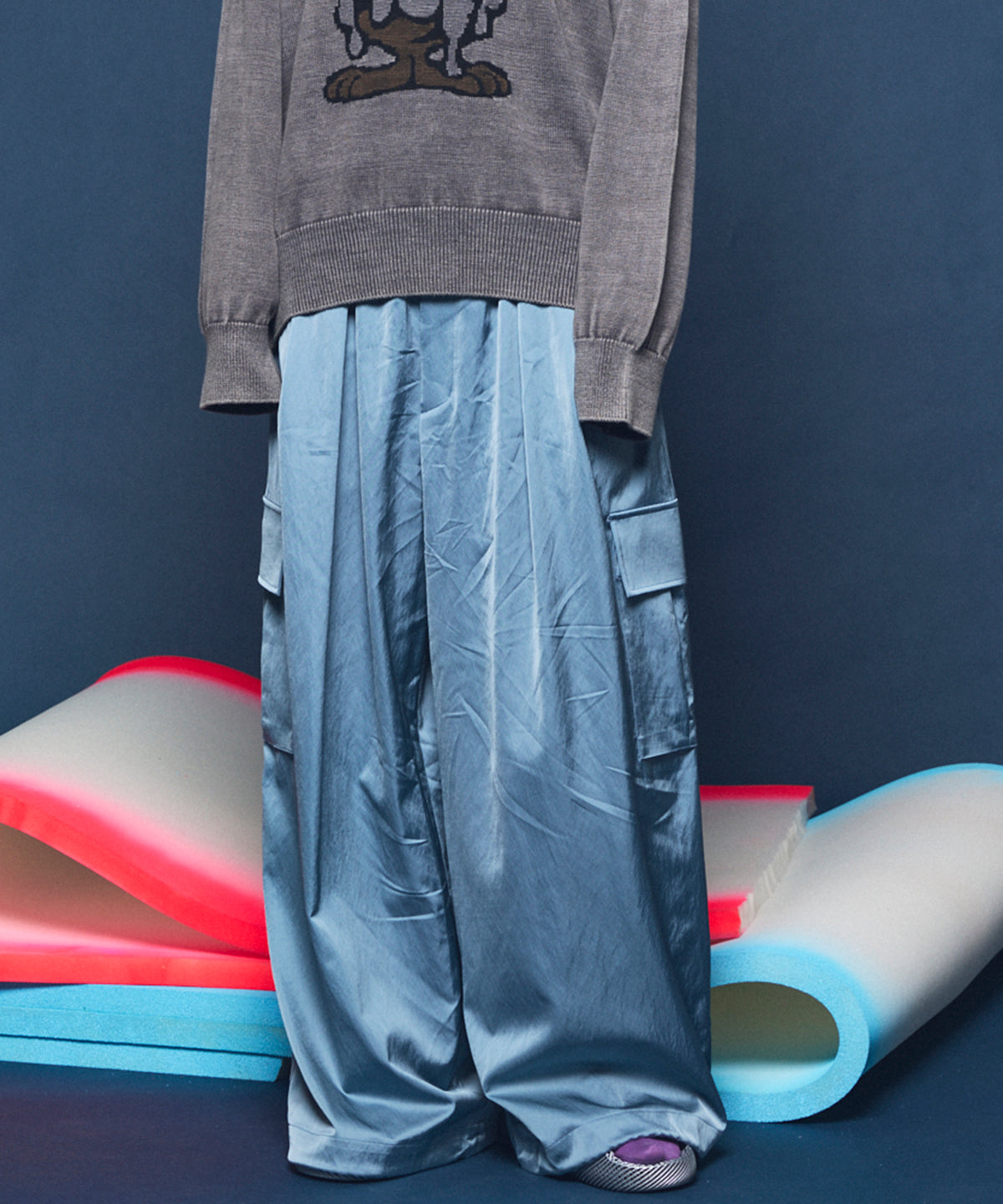 Drapery Satin Prime-Wide Cargo Pants