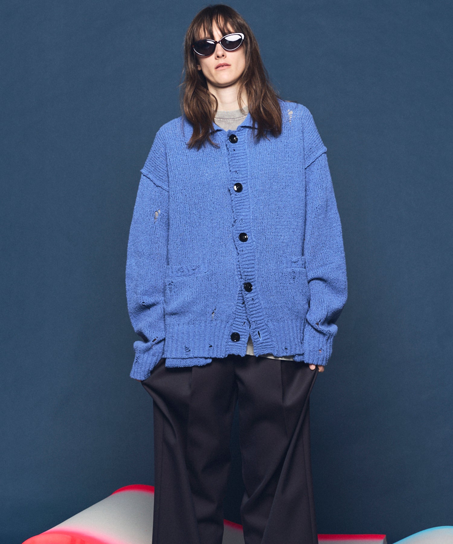 4 색 샹 브레이 세탁 가능한 양모 피크 라펠 더블 가슴 재킷