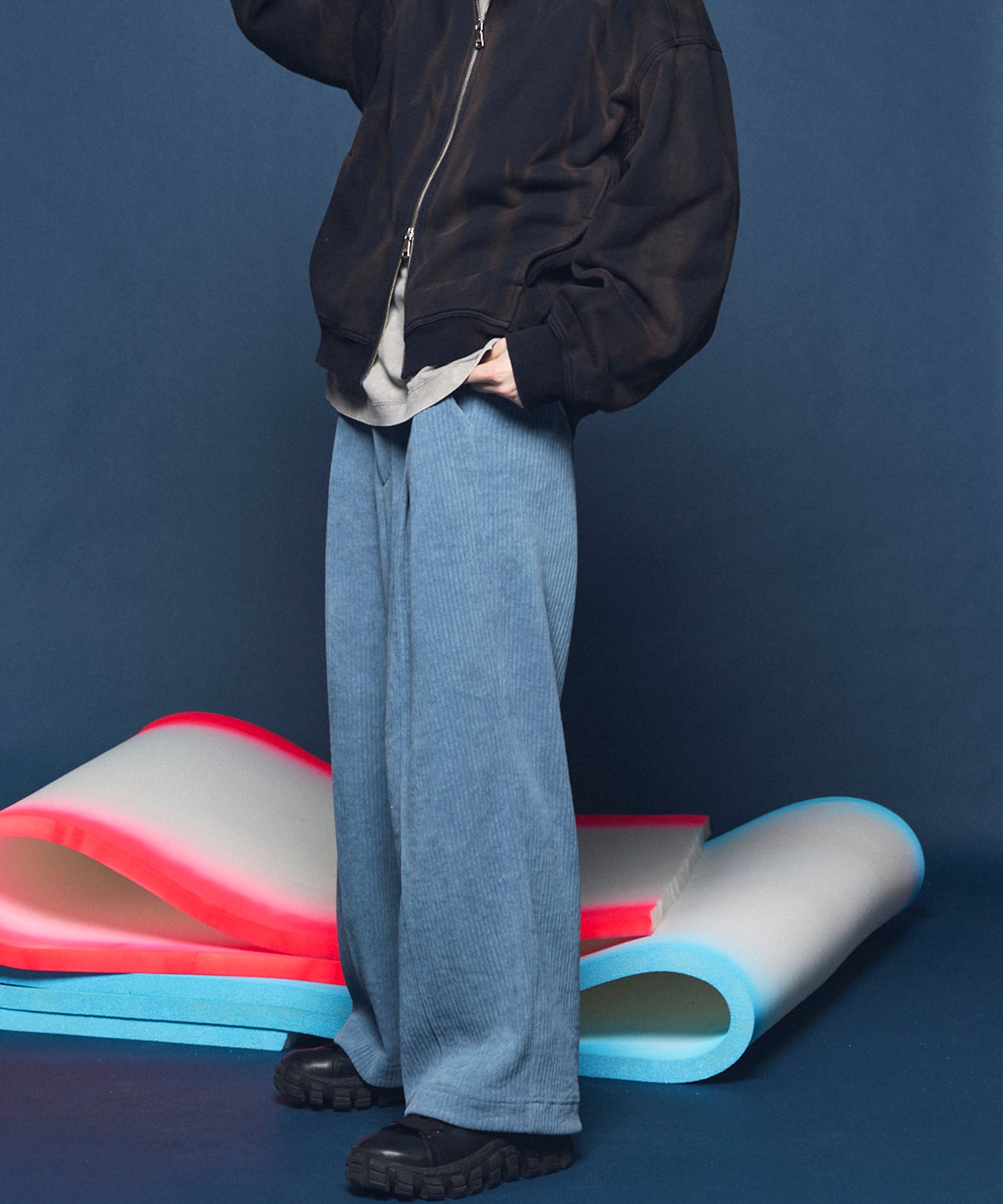 Chenille Yarn Corduroy Prime-Wide Easy Pants